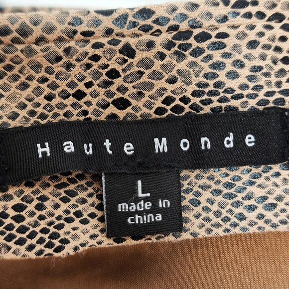 Haute Monde Womens Snake Print Faux Suede Mini Skirt Belt Loops Size L - Picture 2 of 7